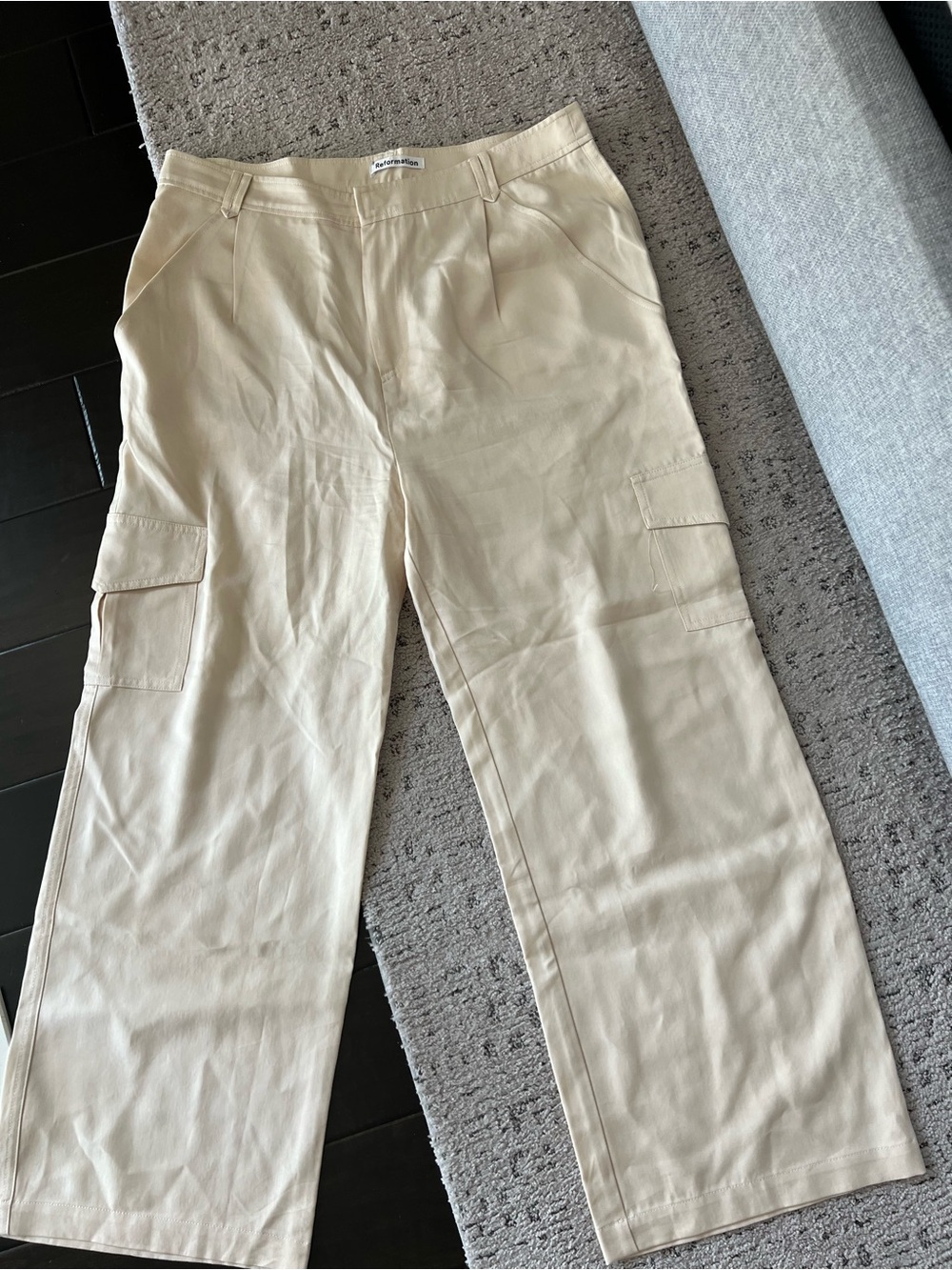 Reformation Beige Cargo Pants - Wide Leg